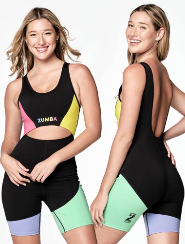 Zumba X Crayola Color The Dance Floor Bodysuit: Inspiring Color-Blocked  Bodysuit with Front Cut Out Detail and Multicolor Zumba Graphic.